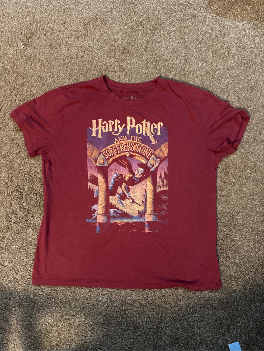 Harry Potter And The Sorcerers Stone  Women's  XL Burgundy Crew Neck Wizard